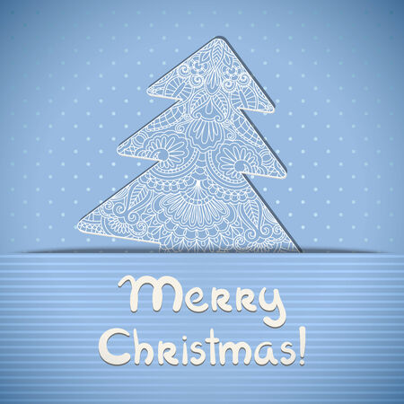 Vector greeting or invitation card with xmas tree.のイラスト素材