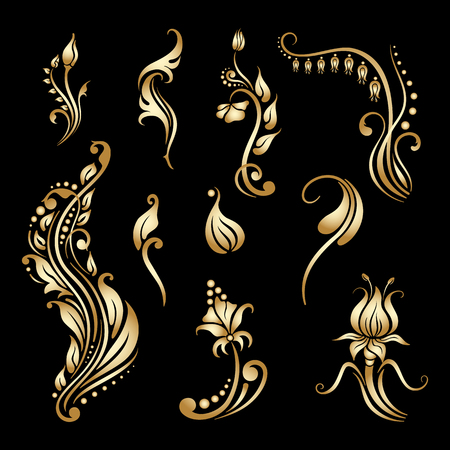 Vector set of decorative elements for design, print, embroidery.のイラスト素材