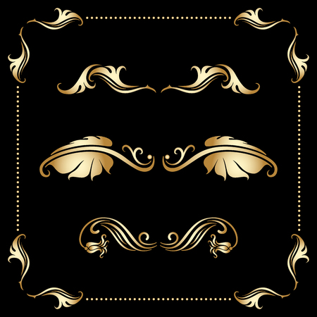 Vector set of borders, decorative elements for design, print, embroidery.のイラスト素材