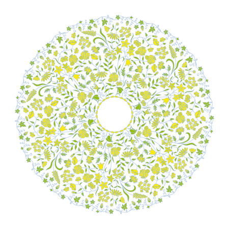 Vector vintage round floral pattern for print, embroidery.のイラスト素材