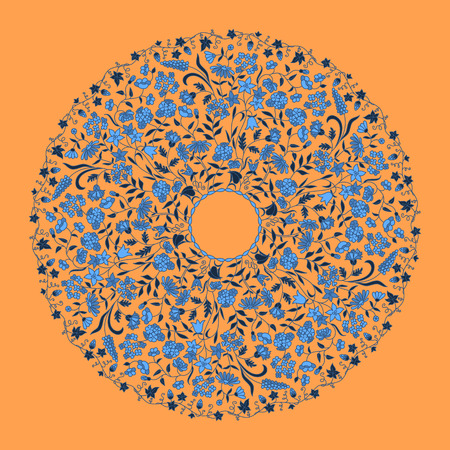 Vector vintage round floral pattern for print, embroidery.のイラスト素材