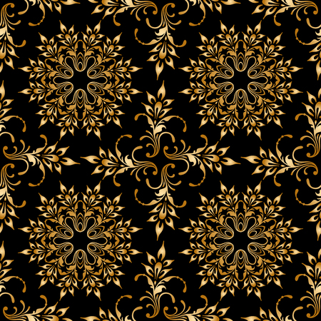 Vector seamless shining background with vintage floral pattern.のイラスト素材
