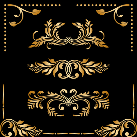 Vector set of borders, decorative elements for design, print, embroidery.のイラスト素材