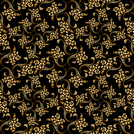 Vector seamless shining background with vintage floral pattern.のイラスト素材