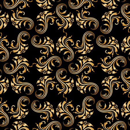 Vector seamless shining background with vintage floral pattern.のイラスト素材