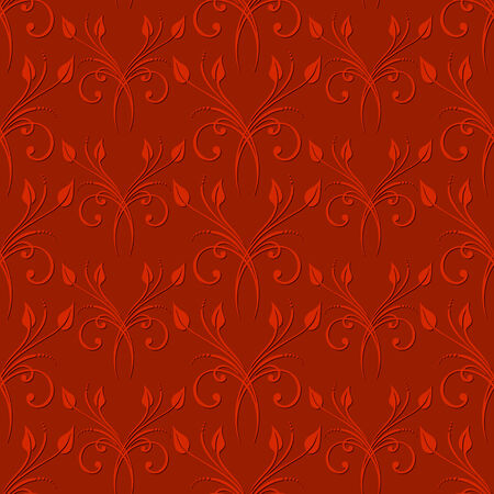 Vector seamless red background with vintage floral pattern.のイラスト素材
