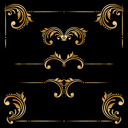 Vector set of borders, decorative elements for design, print, embroidery.のイラスト素材