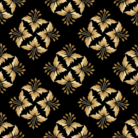 Vector seamless background with vintage gold floral pattern.のイラスト素材