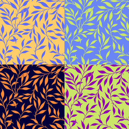 Vector set of seamless background with vintage floral pattern.のイラスト素材