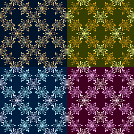 Vector set of seamless backgrounds with vintage floral pattern.のイラスト素材