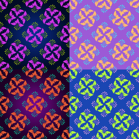 Vector set of seamless backgrounds with vintage floral pattern.のイラスト素材