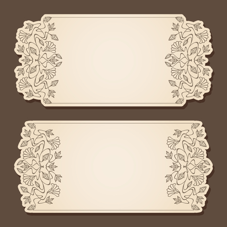 Vector vintage label or invitation cards with art deco ornament.のイラスト素材