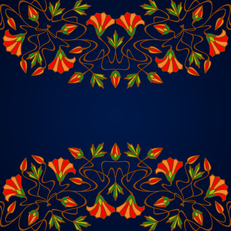 Vector invitation card with art nouveau ornament and space for text.のイラスト素材