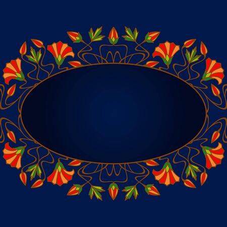 Vector invitation card with art nouveau ornament and space for text.のイラスト素材