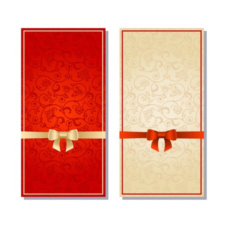 set of red floral decorative backgroundのイラスト素材