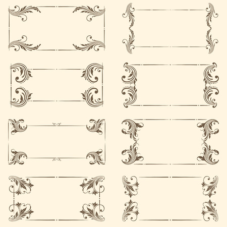 set of decorative floral vintage frames for design.のイラスト素材