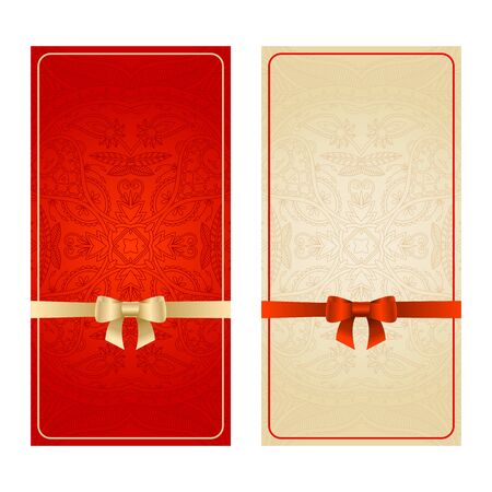 set of floral decorative background with bow ribbonのイラスト素材