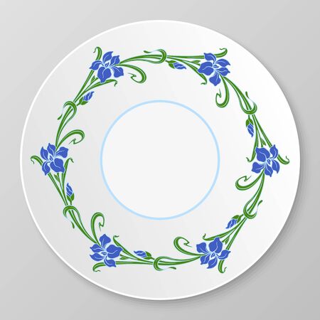 Vector art nouveau iris ornament for decorative plate.のイラスト素材