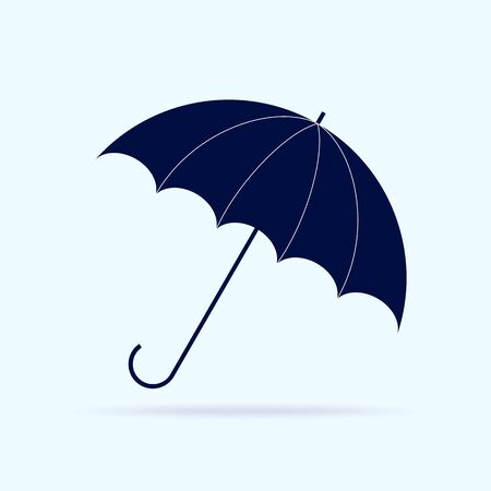 Vector opened umbrella and rain on blue background.のイラスト素材