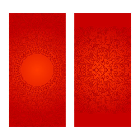 Vector set of red floral decorative background, template frame design for card, brochure, book, business card, postcard, wedding invitation, banner.のイラスト素材