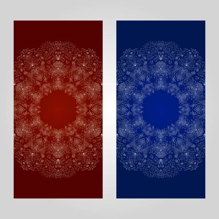 Vector set of floral decorative background, template frame design for card, brochure, book, business card, postcard, wedding invitation, banner.のイラスト素材