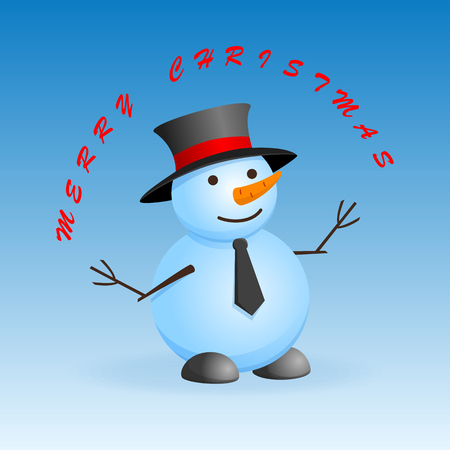 Vector christmas invitation card with snowman.のイラスト素材