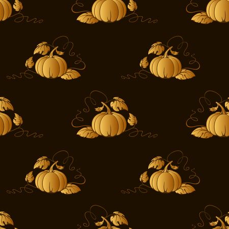 Vector seamless brown background with beige pumpkins.のイラスト素材