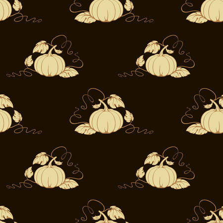 Vector seamless brown background with beige pumpkins.のイラスト素材