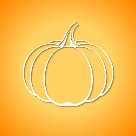Vector pumpkin icon on orange gradient background.のイラスト素材