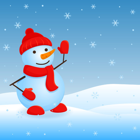 Vector christmas invitation card with snowman and place for text.のイラスト素材