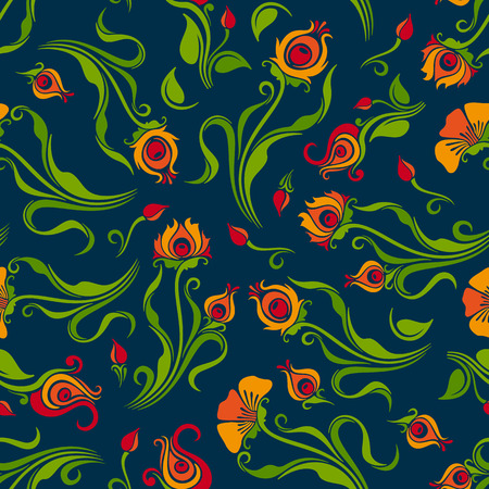 Vector seamless background with vintage filigree floral pattern.のイラスト素材