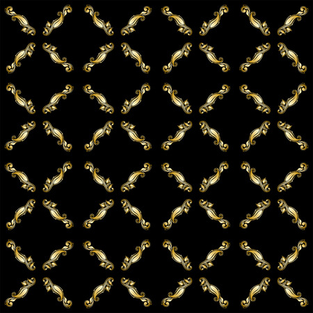 Vector seamless background with vintage filigree gold pattern.