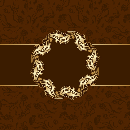 Vector floral decorative background, template frame design for card, brochure, book, business card, postcard, wedding invitation, banner.のイラスト素材