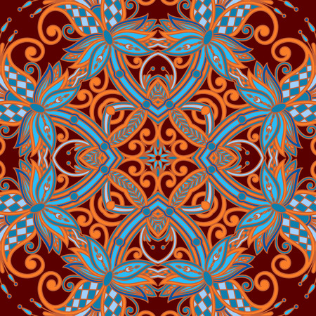 Vector decorative background with vintage pattern for design, print, embroidery.のイラスト素材