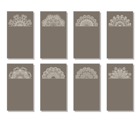 Vector set of template for invitation, greeting, gift card with vignette floral decorative elements.のイラスト素材
