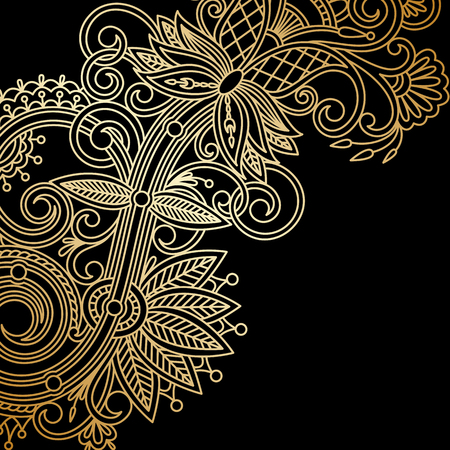 Vector background with gold floral pattern and place for text for greeting or invitation card.のイラスト素材