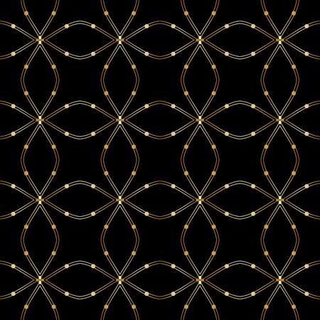 Vector seamless background with golden vintage filigree pattern for design, print, embroidery.のイラスト素材