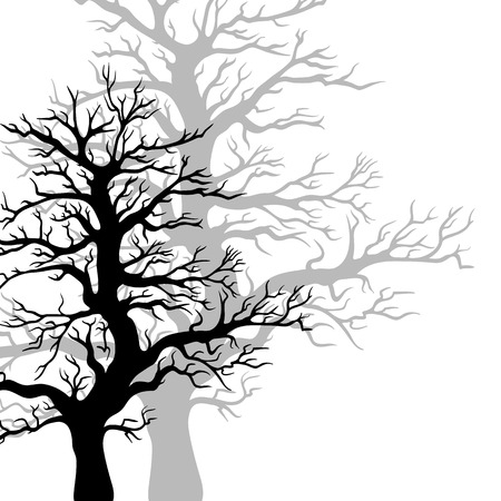 Vector trees silhouettes isolated on white background.のイラスト素材