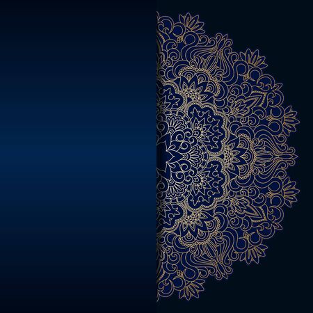 Vintage floral decorative blue and black layout design template.のイラスト素材