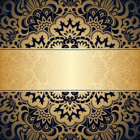 Vintage floral decorative golden layout design template.のイラスト素材