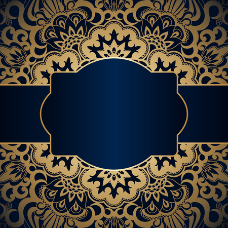 Vintage floral decorative ornamental element inviation card template.のイラスト素材