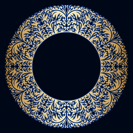 Vector vintage floral decorative ornamental element for design rosette, invitation card, print.のイラスト素材