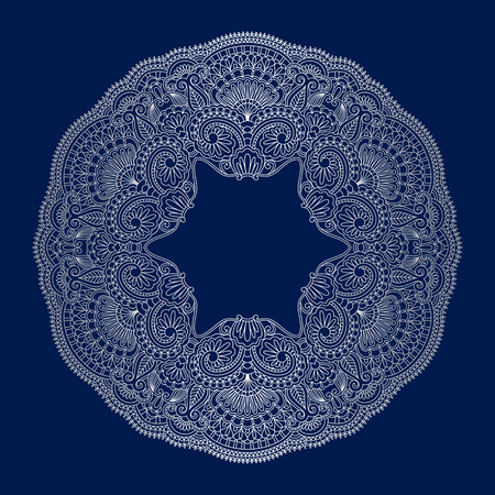 Vector vintage floral decorative ornamental element for design rosette, invitation card, print.のイラスト素材