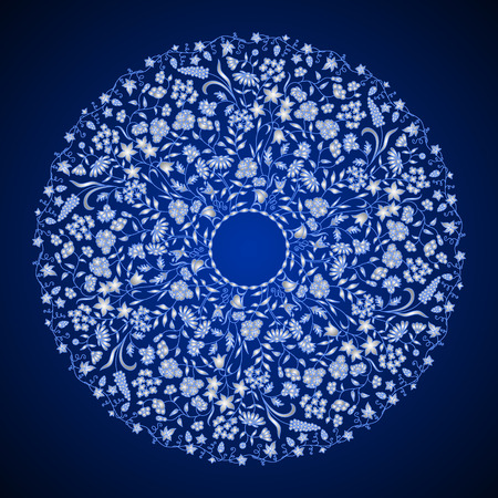 Vector round floral vintage pattern.のイラスト素材