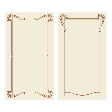 Vector invitation cards with art nouveau frames and space for text.のイラスト素材