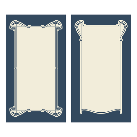 Vector invitation cards with art nouveau frames and space for text.のイラスト素材