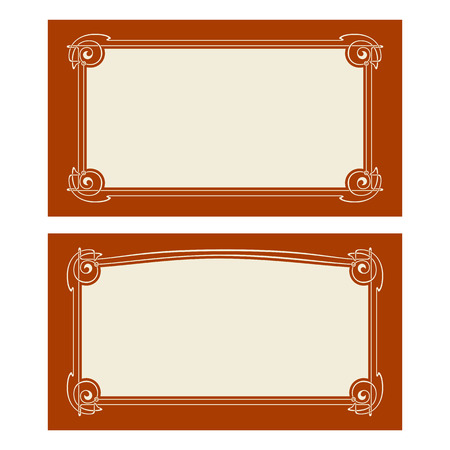 Vector invitation cards with art nouveau frames and space for text.のイラスト素材