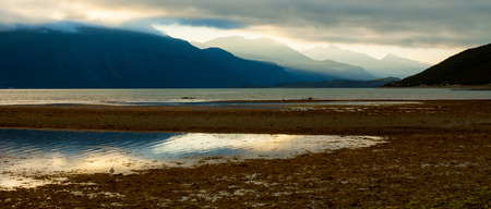 Summer view of Norwegian fjord. Natural background.の写真素材