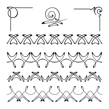 Vector set of seamless borders, decorative elements for design, print, embroidery.のイラスト素材