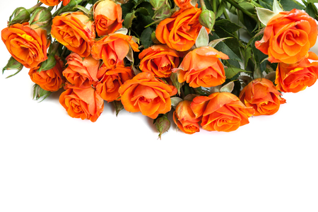 Bouquet of beautiful red roses isolated on white.の写真素材